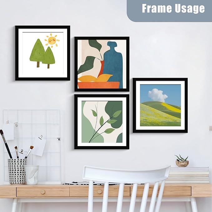BESCRCL 12x12 Picture Frame Black Set of 6, Diamond Art Painting Frames Display Photo 10x10 or 12 x 12 without Mat, Wall Hanging Frame with Plexiglass