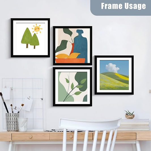 BESCRCL 12x12 Picture Frame Black Set of 6, Diamond Art Painting Frames Display Photo 10x10 or 12 x 12 without Mat, Wall Hanging Frame with Plexiglass