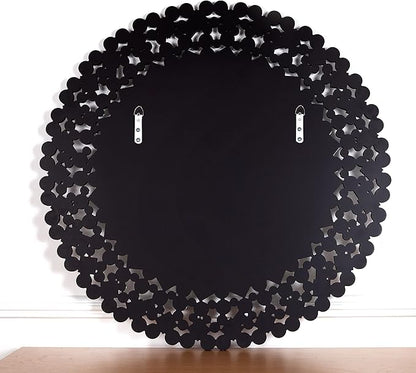 SHYFOY 34" Round Mirrors for Wall Decor,Oversize Jeweled Ornate Wall Mirror Decorative Accent Mirror Chic and Sparkly for Living Room Bathroom Bedroom Fireplace Home Decor