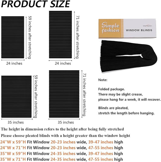 Window Blinds Cordless Blackout No Drill Cut to Size Clip On Stick On Self Adhesive Temporary Blinds Pleated Paper Blinds for Windows Doors Shades for Home Nursery Bedroom Kitchen Bathroom