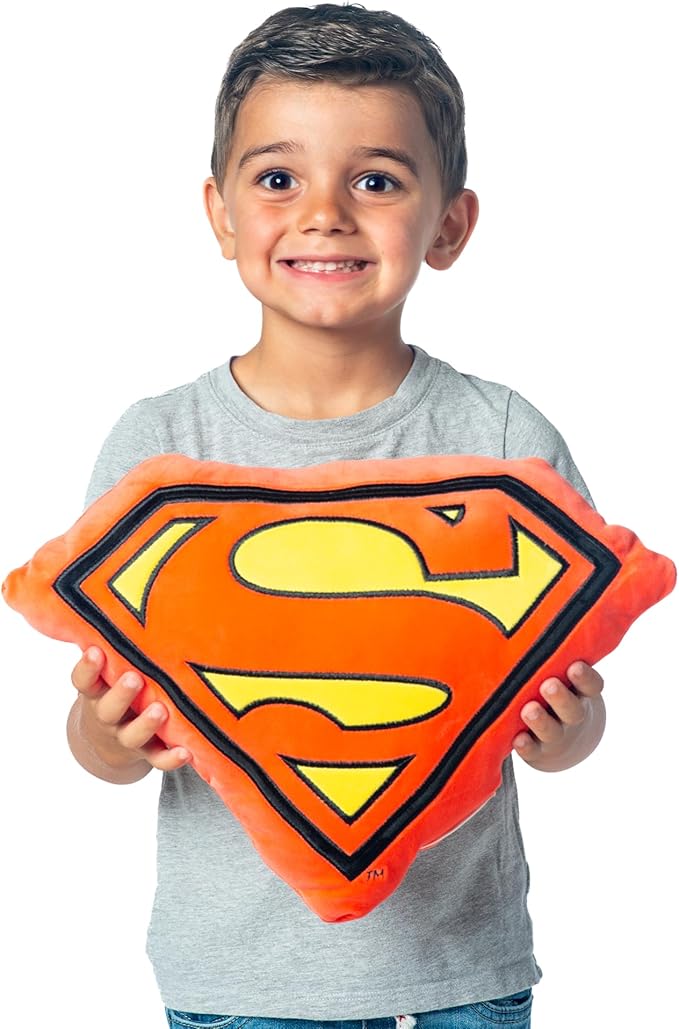 Northwest Superman Classic Logo Cloud Pillow 12" – Superhero Plush Stuffed Toy for Kids & Adults, Soft Room Decor, Gift for Boys & Girls