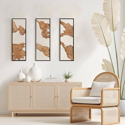 3pcs 36''×12''Rustic Wood Wall Art–Handcrafted Natural Wood Decor, One-of-a-Kind Design for Living Room, Bedroom, Statement Display or Office