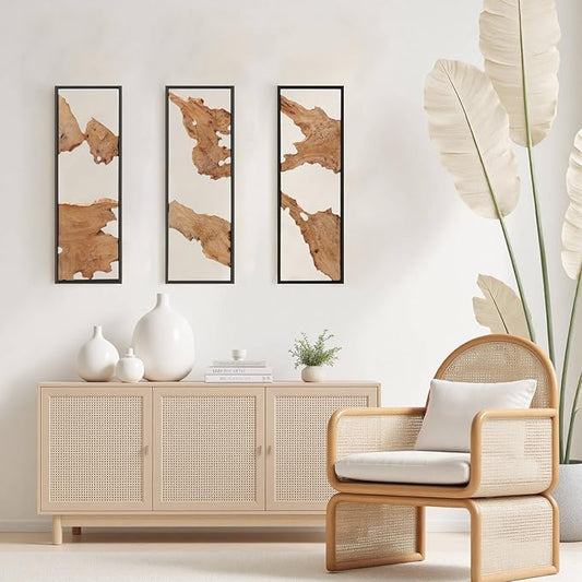 3pcs 36''×12''Rustic Wood Wall Art–Handcrafted Natural Wood Decor, One-of-a-Kind Design for Living Room, Bedroom, Statement Display or Office