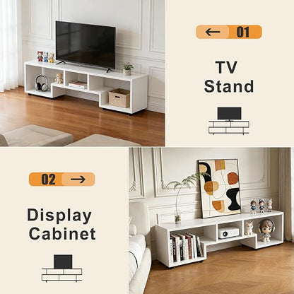 Lightdot TV Stand for TVs up to 55'', Modern Entertainment Center with Open Storage Shelf Large capacity for collection, Media Table TV Console for Living Room/Bedroom/Sofa Cabinet,Easy Assembly-White