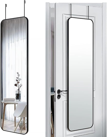 SCWF-GZ 47x14 Mirror Rectangle Full Body Length Door Hanging Wall Mounted Metal Aluminum Alloy Frame Dressing Make-up Mirrors for Entryway Bedroom Bathroom Living Room 47 14 inch Black