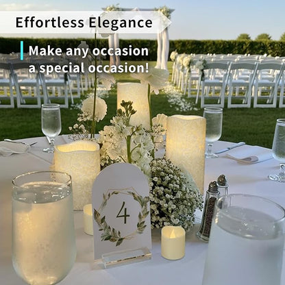 FURORA LIGHTING Ivory Crystallized Flameless Candles - Real Wax, Adjustable Brightness, Remote & Timer - 4 Pillars (3x4, 3x6) and 4 Votives, 8-Pack, Battery Operated