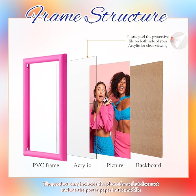 Suzile 8 Pc Picture Frames - Solid Colored Photo Frame Gallery Wall Set, Multiple Sizes (Pink)