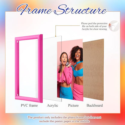 Suzile 8 Pc Picture Frames - Solid Colored Photo Frame Gallery Wall Set, Multiple Sizes (Pink)