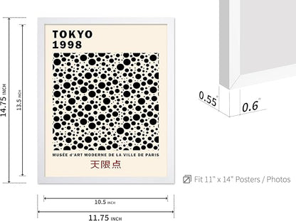 Poster Master Vintage Poster - Retro Pop Art Print - Gift for Artist, Friend - Black Dots, Tokyo, Ville de Paris, Modern, Abstract - Wall Decor for Home, Office, 11x14 White Framed