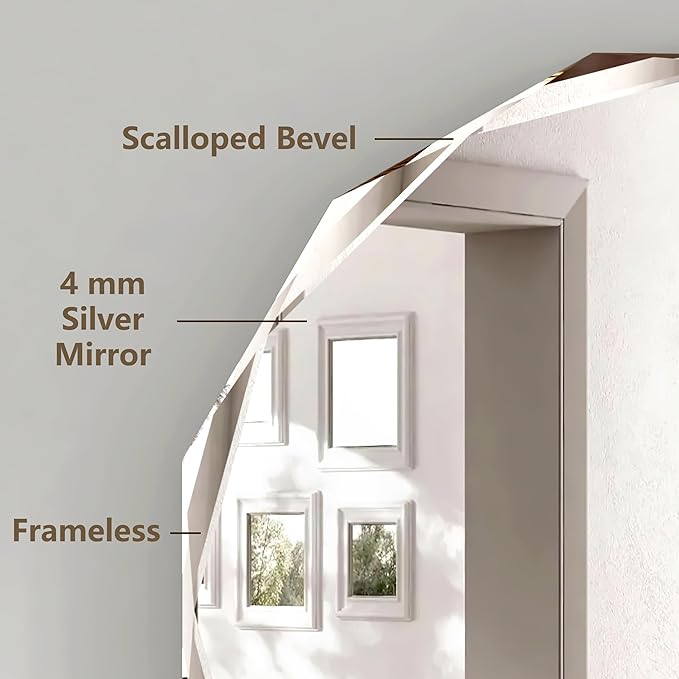 Bathroom Mirrors for Over Sink, Round Frameless Mirrors for Wall, 30x30 Inch Beveled Bathroom Mirror, Bathroom Vanity Circle Mirror for Bedroom Living Room Entryway Home Decor