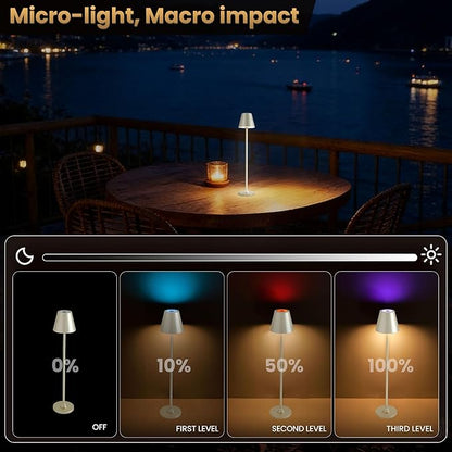Timjorman RGB Palm-Sized Cordless Table Lamp, Rechargeable Touch Metal Bedside Lamp, 3 Brightness 3000K Warm Light, Small Table Lamp for Bedroom, Restaurant, Patio, Camping (Champagne Gold 1 Pack)