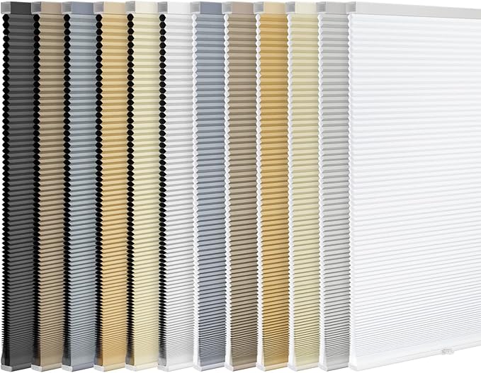 LazBlinds Cordless Cellular Shades, Blackout Privacy Honeycomb Shades for Home, Thermal Insulation Noise Reduction Blinds for Windows, 44'' W x 48'' H, Black