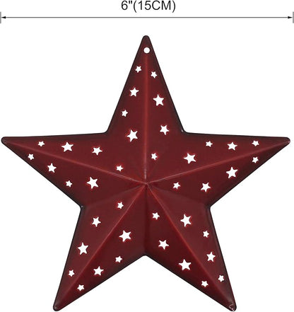 CVHOMEDECO. Primitives Rustic Gifts American Flag Stars Punched Metal Barn Stars for Wall/Wreaths/Twigs Decor, 6 Inch, Set of 3