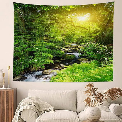 Llamazing Forest Creek Landscape Tapestry - Home Decor for Living Room and Bedroom - Magic Curtain (90.5''L70.8''W)
