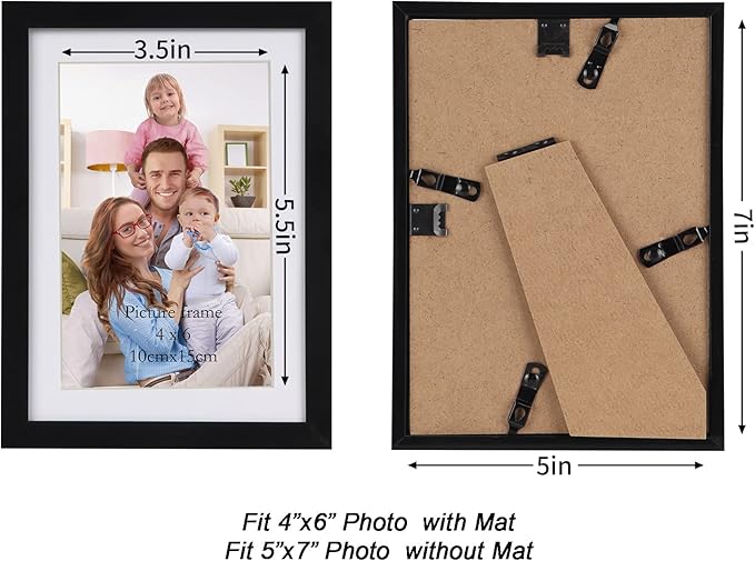 Giftgarden Black 5x7 Picture Frame Set of 10, Matted to 4x6 Picture with Mat or Multi 5x7 Photo without Mat, Wall Hanging or Tabletop Display