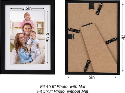 Giftgarden Black 5x7 Picture Frame Set of 10, Matted to 4x6 Picture with Mat or Multi 5x7 Photo without Mat, Wall Hanging or Tabletop Display