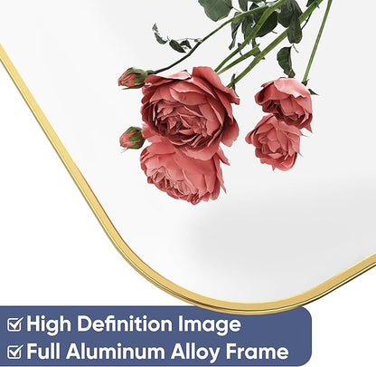 Antok Full Length Mirror, 71"x28" Floor Mirror Freestanding, Arched Floor Standing Large Mirrors Full Body Mirror with Stand for Bedroom, Hanging Mounted Mirrors for Living Room, Gold