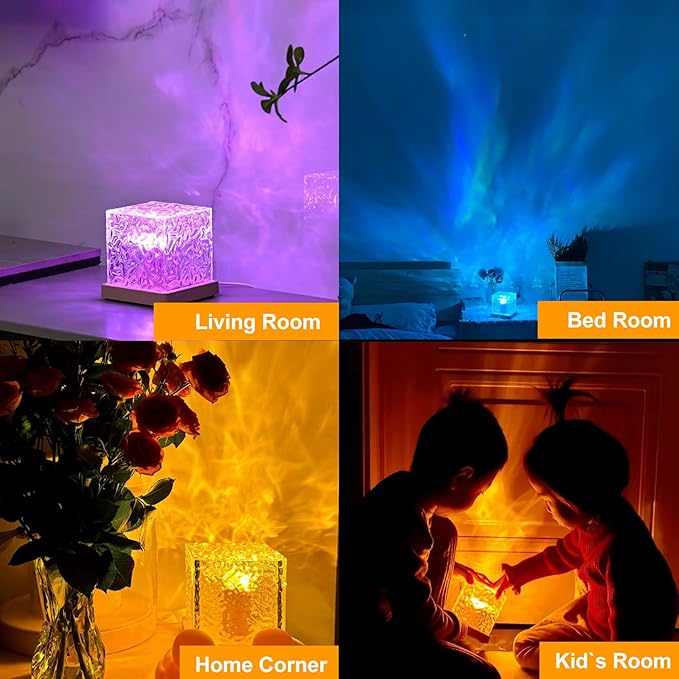 Avkast Ocean Wave Projector Light, Mood Lighting Ambient Lighting Luminorthe Cube Northern Lights Projector with 16 Colors and Dynamic Ripple Effect for Living Room Bedroom Decor - 5.1inch