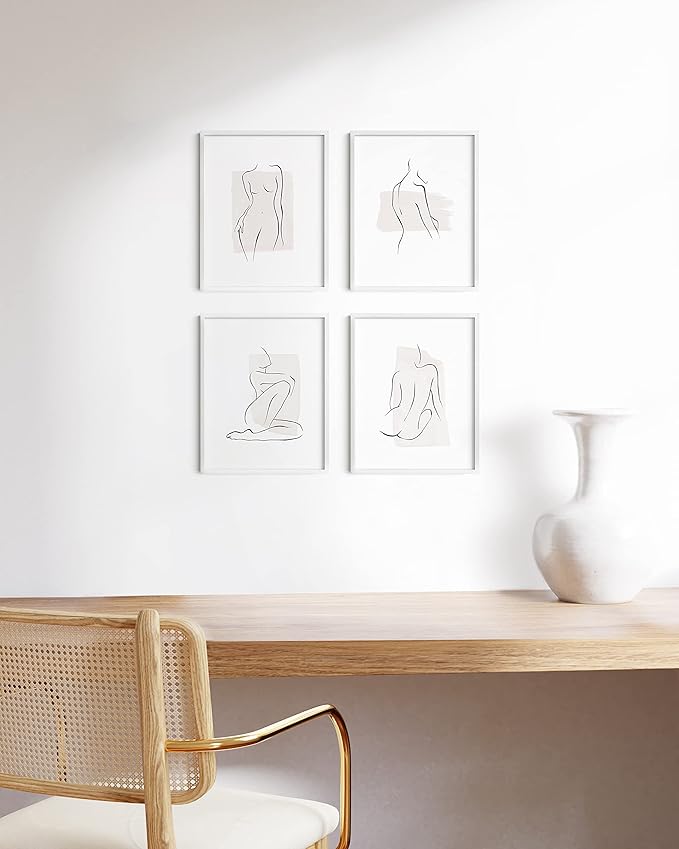 HAUS AND HUES 11x14 White Aluminum Frame Set of 4 - Gallery Wall Display Pack, Shatterproof Plexiglass (White Aluminum Frames)