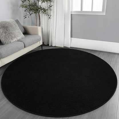 Gifeas Large Ultra Soft Round Area Rugs for Living Room Bedroom, 7x7 Feet Black Thickened Memory Foam Modern Indoor Circle Carpets, Non-Slip Comfy Circular Rug for Boys Girls Nursery Room Home Decor