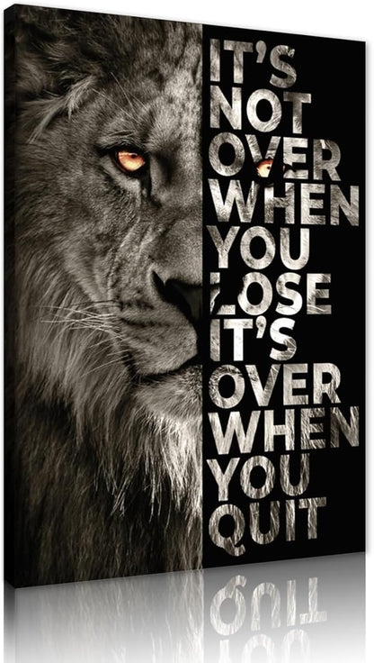 Wild Lion Letter Motivational Quote Art Posters Prints Canvas Painting Decorative Wall Art Home Decor for Office Living Room, Framed 12" x 16"