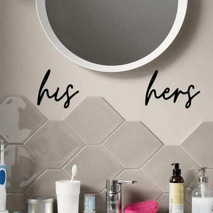 ESTART 2 Pieces Black His and Hers Sign Metal Wall Art Metal Letters Decor for Home Indoor Outdoor Bedroom Living room Bathroom Gifts for Familiy (His and Hers)