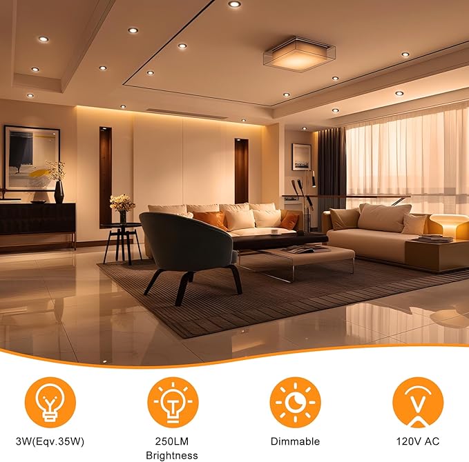 2 Inch LED Recessed Lighting, Dimmable Downlight 3W(35W Halogen Equivalent), CRI80, 2700K Ultra Warm White Ceiling Light with LED Driver(10 Pack)