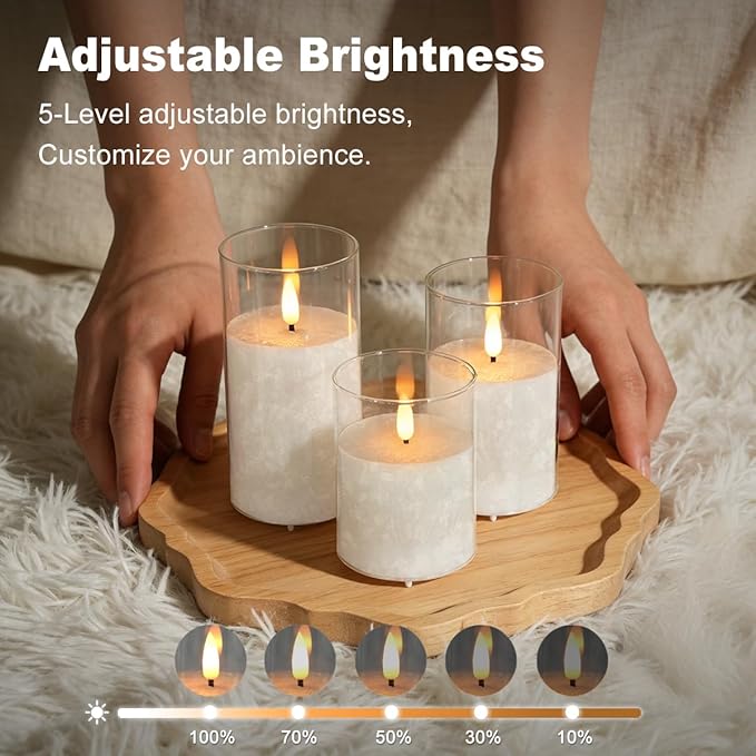LEDHOLYT Rechargeable Ice Crystal Glass Flameless Candles, RGB Color Changing Realistic Flickering Flameless Candles with Remote & Timer,Best Festival Wedding Home Party Decor - Set of 3