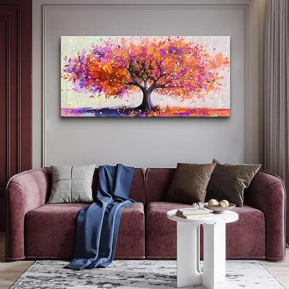 Wapluam Large Wall Decor For Office Canvas Wall Art For Living Room Bedroom Decorations Red Tree Wall Paintings Abstract Watercolour Colorful Pictures Artwork Canvas Posters Home Decor Mural 30" x 60"