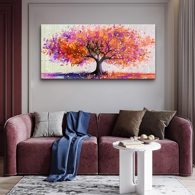 Wapluam Wall Art For Living Room Canvas Wall Decor For Office Bedroom Decorations Red Tree Wall Painting Abstract Watercolour Wall Pictures Artwork Canvas Prints Posters Modern Home Decor 40" x 20"