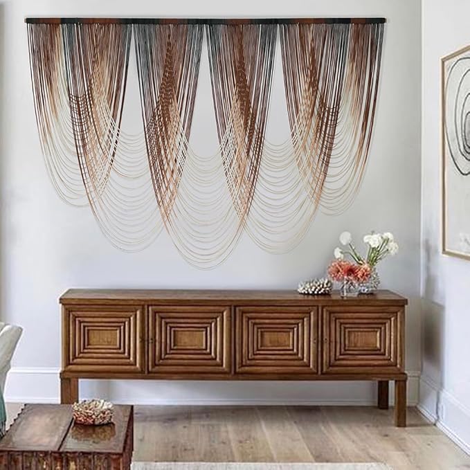 IOWER Macrame Wall Hanging Brown Dip-Dyed Large Macrame Wall Decor For Living Room Boho Fiber Art for Office Decoration 57" W x 41" L