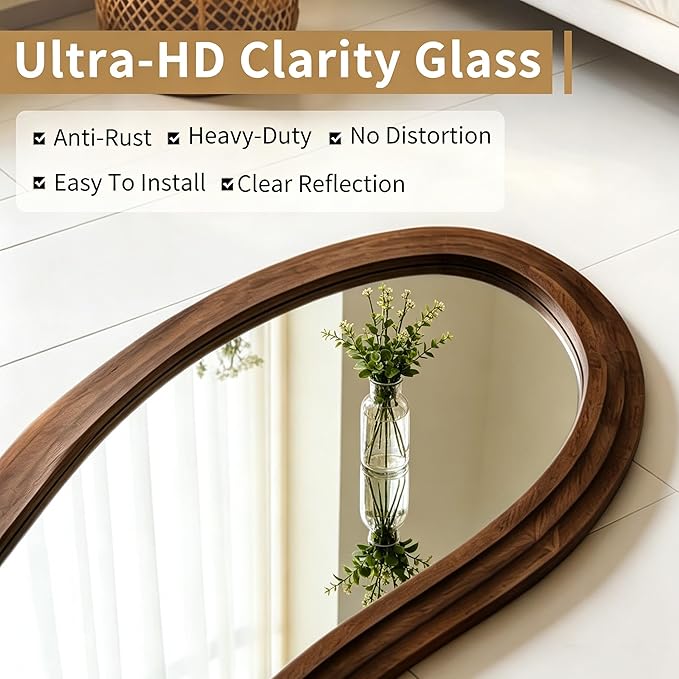 Irregular Full Length Mirror, 71"x33.5" Oversized Organic Floor Mirrors with Triple Layer Solid Wood Frame, Premium Asymmetrical Mirror for Living Room Entryway Cloakroom, Leaning/Hanging