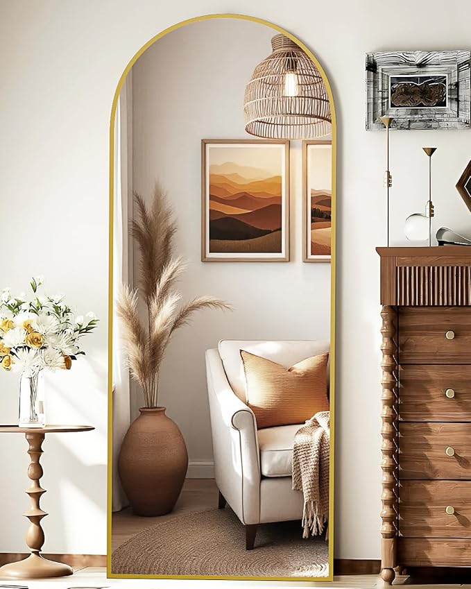 59"x16" Floor Mirror Full Length, Arched Full Length Mirror with Stand, Full Body Mirrors for Bedroom Living Room or Cloakroom Gold