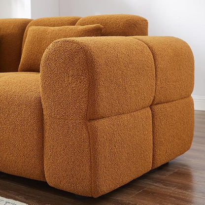 80" Modern Sofa Couch, Comfy Deep Seat Lambswool Cloud Sofa, Upholstered 3-Seater Boucle Couch, Oversized Loveseat for Living Room, Bedroom, Office, Apartment(Coffee)