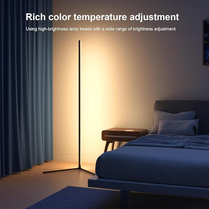 Corner Floor Lamp, 60”Smart RGB LED Ambient Floor Lamp with App and Remote Control,16 Million Colors, Music Sync, Timer, Color Changing Mood Lighting for Living Room and Bedroom