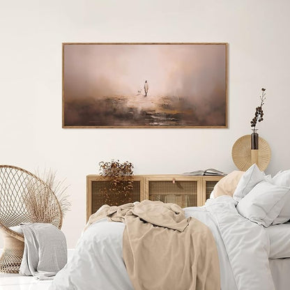 Aurlan Jesus Christian Framed Wall Art(40"x20"), Abstract Jesus Leaves The 99 Parable of The Lost Sheep Canvas Artwork, Large Neutral Watercolor Inspiring Good Shepherd Decor for Church Room Christian Faith Gift