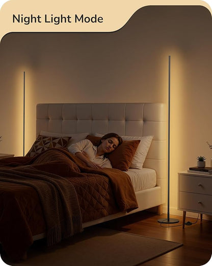 EDISHINE LED Corner Lamp, Set of 2 Minimalist Dimmable Tall Light with Remote, 57.5" Floor Lamps for Living Room, Bedroom, Home Office, 7 Color Temperature 2700-6000K (Black)