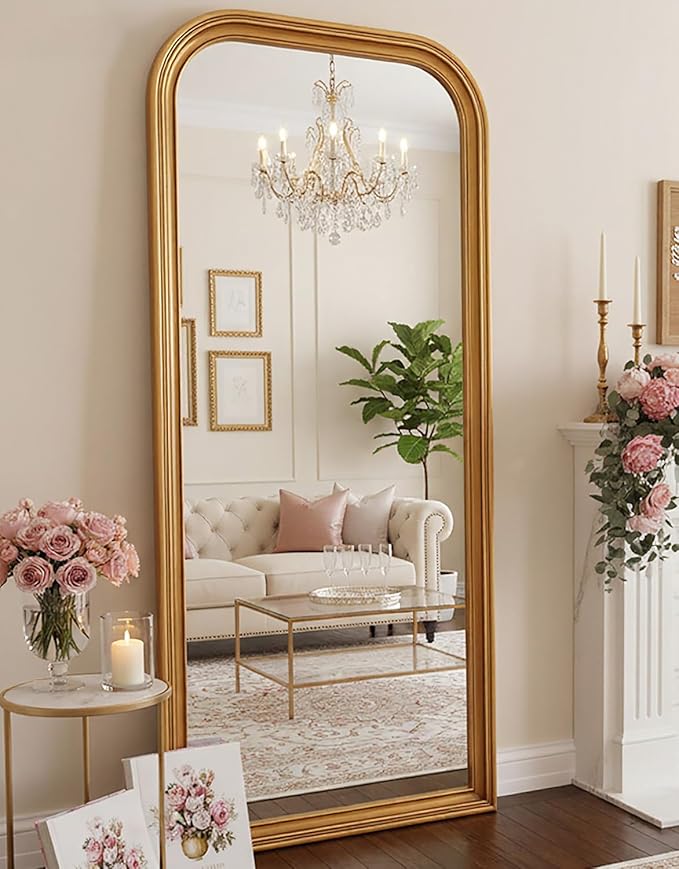 Antok 71"x32" Oversized Full Length Mirror, Extra Large Floor Mirror Freestanding or Wall-Mounted Mirror for Bedroom, Living Room, Cloakroom, Gold