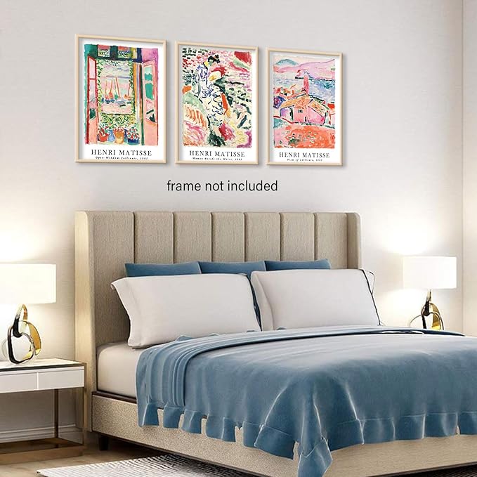 LYPHNX Henri Mattise Poster Wall Art Colorful Abstract Prints Set of 3 Vintage Aesthetic Canva Painting Picuter Floral Botanical Home Decor for LIving Room Bedroom Girls Room 16"x24" Unframed