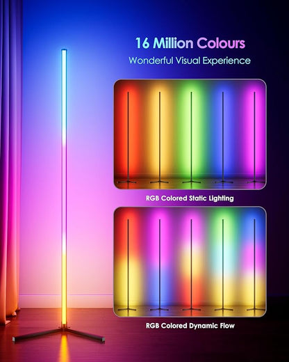 LED Corner Floor Lamp 2 Pack, 65" Tall Smart RGB Floor Lamp with APP and Remote Control, Ambient Lighting Color Changing Standing Lamps with Music Sync and Timing for Living Room, Bedroom, Gaming Room
