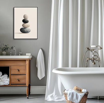 The Balanced Stone Canvas Wall Art Prints Posters Painting Framed Artwork Black White Wall Decor Modern Minimalist Zen Abstract Style Living Room Bedroom Kitchen Dining Office Home Gifts 12x16 Inches