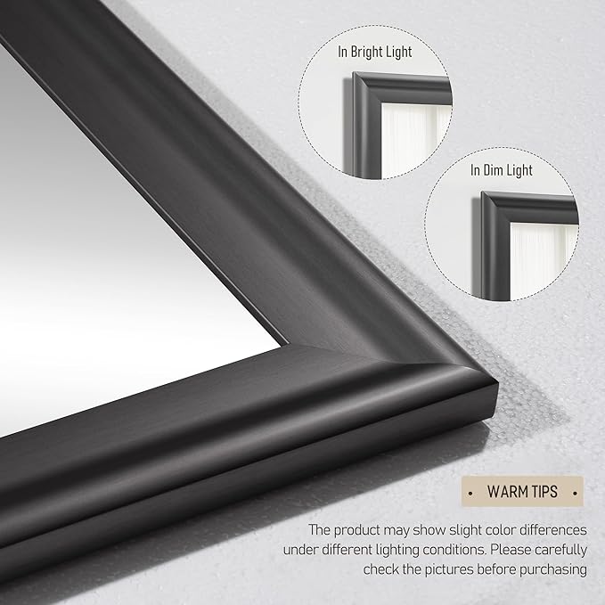 CULER Wall Grey Mirror for Bathroom,Rectangle Rustic 24 x 36 inch Hanging Vanity Mirrors with Wood Grain Finish Frame for Living Room,Bedroom,Entryway