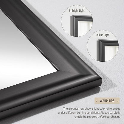 CULER Wall Grey Mirror for Bathroom,Rectangle Rustic 24 x 36 inch Hanging Vanity Mirrors with Wood Grain Finish Frame for Living Room,Bedroom,Entryway