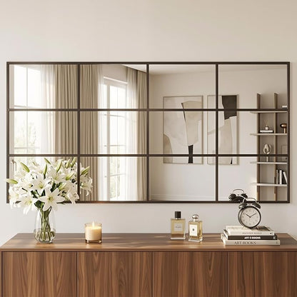 Suidia Wall Mirror, 30" x 60" Window Decorative Mirrors, Metal Framed Wall Decor Wall-Mounted Mirrors for Bedroom, Living Room, Entryway, Bronze
