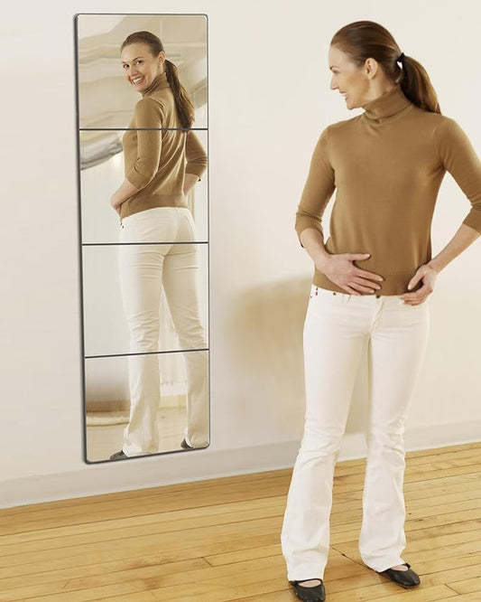 Kids Safety Shatterproof Mirror For Wall, Mirror Tiles, Made of Unbreakable Acrylic, Thick 0.12",4 Pack 14"x12", Bedroom Door Closet Mirrors, Plexiglass, Living Room Mirrors, Glassless Mirro for Kids