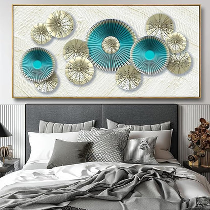 Wall Art Simple Wall Decor Teal Blue and Yellow Canvas Painting Abstract Wall Art for Bedroom Living Room Dining Room Home Office Decor 24"x48" with Framed