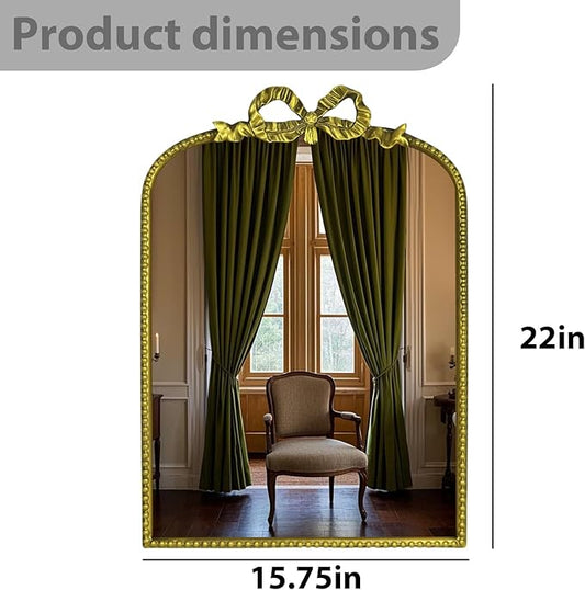 Antique Baroque Vintage Vanity Mirror Inch, Gold with Ornate Antique Frame, Arched Vintage Wall Mirror for Living Room, Fireplace, Entryway (Golden (Arched 2), 22" L x 15" W)