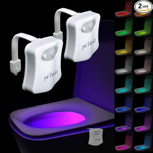 Toilet Light Motion Sensor 16 Colors Changing (2 Pack),LED Glow Bowl inside Toilet Light, Smart Night Light for Bathroom, Cool Funny White Elephant Gag Gift Christmas Dad Teen Boy Girl Men Women