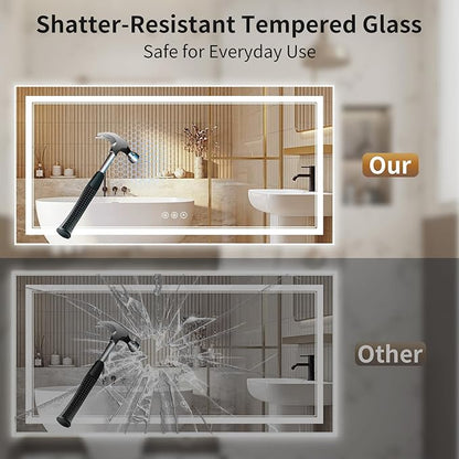 30"x60" LED Bathroom Mirror with Lights, Front & Backlit, Anti-Fog, Dimmable, 3 Color Temperature, CRI 90+, LED Mirror for Bathroom with Premium Full Aluminum Frame, Touch Control with Memory