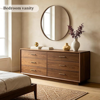 WallBeyond Round Wood Mirror, 40" Round Modern Decoration Large Circle Wall Mirror for Bathroom Living Room Bedroom Entryway, Walnut